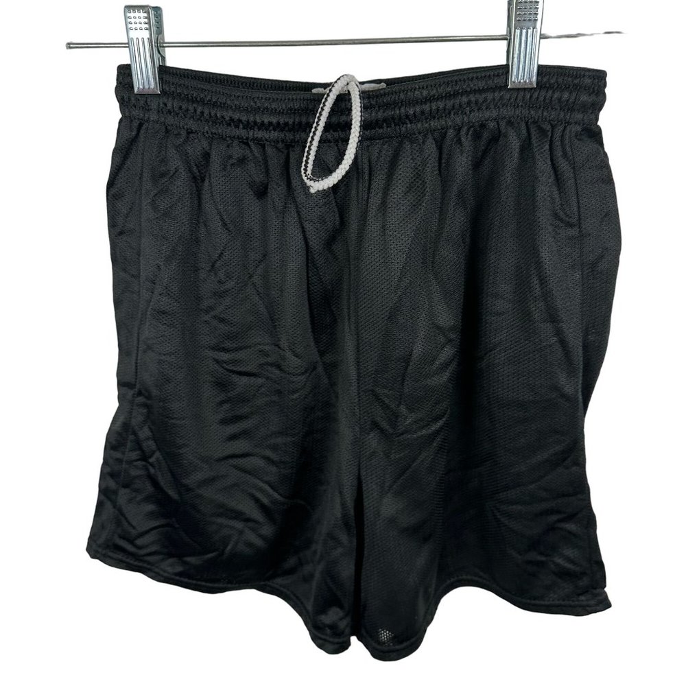 Vintage Dodger Running Shorts Gym Medium Mens Black Nylon Elastic Stretch 80s